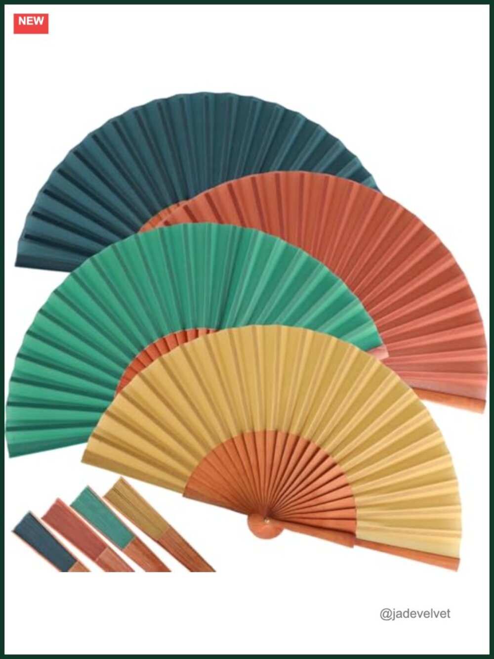 4 Pack Silk Pear Wood Folding Hand Fans Spanish Style Women Summer Accessory